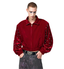 Men's Luxury Studded Velvet Bomber