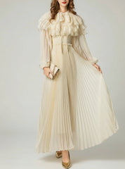 Couture Pleated Cape Dress