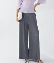 Luxury Plisse Wide-Leg Trousers