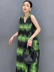 HEYFANCYSTYLE Korean Style Sleeveless Green Dress