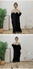 Luxury Plissé Dress with Tassel