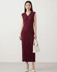 Sleeveless Pleated Crinkle Dress
