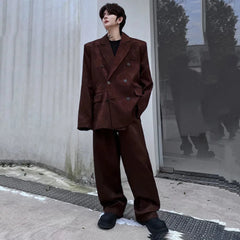 Men's 2-Pieces Japanese Streetwear Trousers & Blazer Set