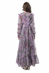 Luxe Purple Floral Sequin Maxi Dress