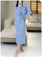 Truly Pleated Cardigan & Dress Set