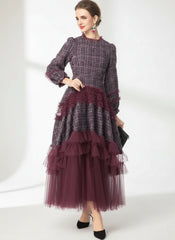 Luxe Formal Tweed Tulle Dress