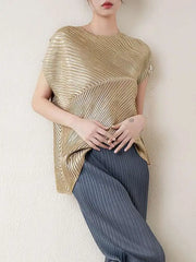 Metallic Japanese Pleated Dolman Top