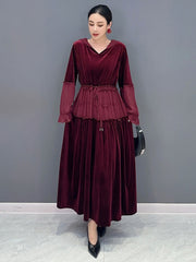 Everyday Chic Velvet Patchwork Hooded A-line Dress