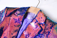 Women's Iridescent Glam Sequin Blazer