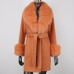 Women's Petite Cashmere & Wool Coat - Fox Fur