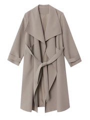 Women's Elegant Draped Collar Trench Coat