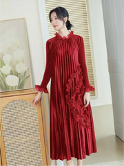 Truly Plissé Beaded Ruffle Dress