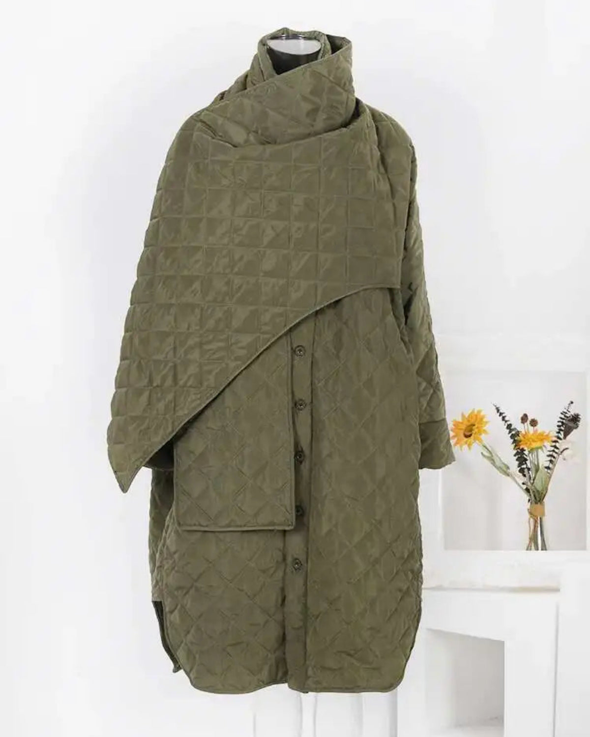 Luxury Diamond-Quilted Scarf Coat
