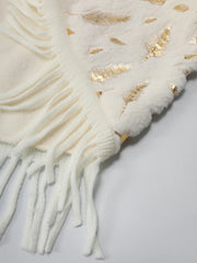 Luxury Fringe Cape with Fur Trim