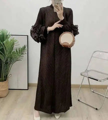 Truly Pleated Ruffle Sleeve Dress