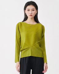 Plissé Pleated Knit Asymmetric Top