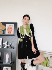 Handmade Knitted Collar Mini Dress