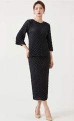 Luxury Two-Piece Pleated Set