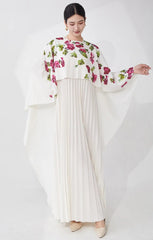 Formal Plissé Cape Dress