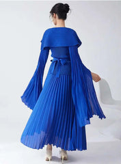 Elegant Formal Pleated Blouse & Skirt