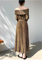 Pleated Off-Shoulder Dress