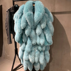 Genuine Fox Fur Tail Oversized 2-in-1 Coat