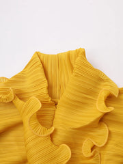 Elegant Ruffle Sleeve Pleats Coat