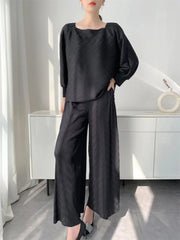 2-Piece Airy Plissé Trouser Set