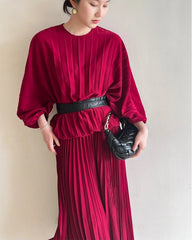 Luxury Flowy Plisse Skirt Set