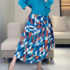 Geometric Pleated Midi Skirt