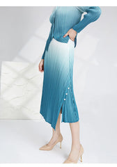 Plissé Ombre Blouse & Skirt Set