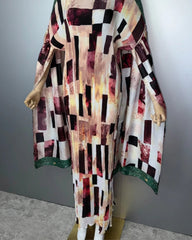 Geometric Pleated Kaftan Dress