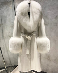 Sheepskin Leather & Fox Fur Trench Coat