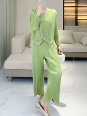 Pleated Pant Suit - Designer Inspired Two-Piece Set