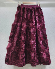 3D Carnation Embroidery Skirt