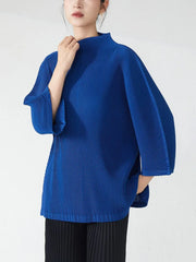 Truly Pleated High-Neck Blouse Top