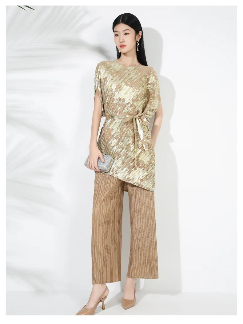 Couture Pleated Plissé Top & Pants