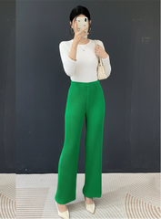 Luxury Plissé Straight Pants