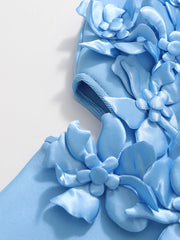 Elegant 3D Floral Halter-Neck Dress