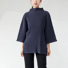 Truly Pleated High-Neck Blouse Top
