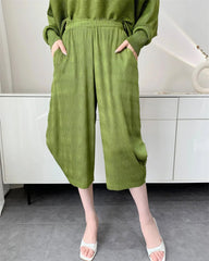 Flowing Plissé Tunic & Pants Set