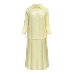 Pleated Set Top & Pull-On Skirt