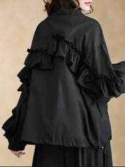 Luxury Ruffled Bomber Jacket