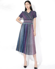 Ombre Stripe Plisse Dress