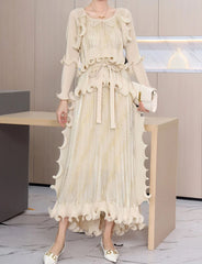 Luxury Plisse Ruffled Tiered Dress
