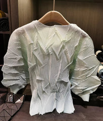 Sculptural Pleated Crinkle Top