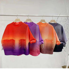 Pleated Ombre Blouse Top