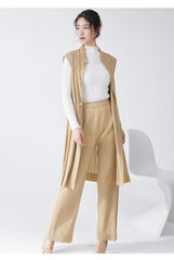 Luxe Pleated Longline Vest & Pull-on Pants Set