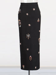 Luxury Crystal Top & Long Skirt Set