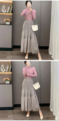 Elegant Pleated Two-Tone Skirt